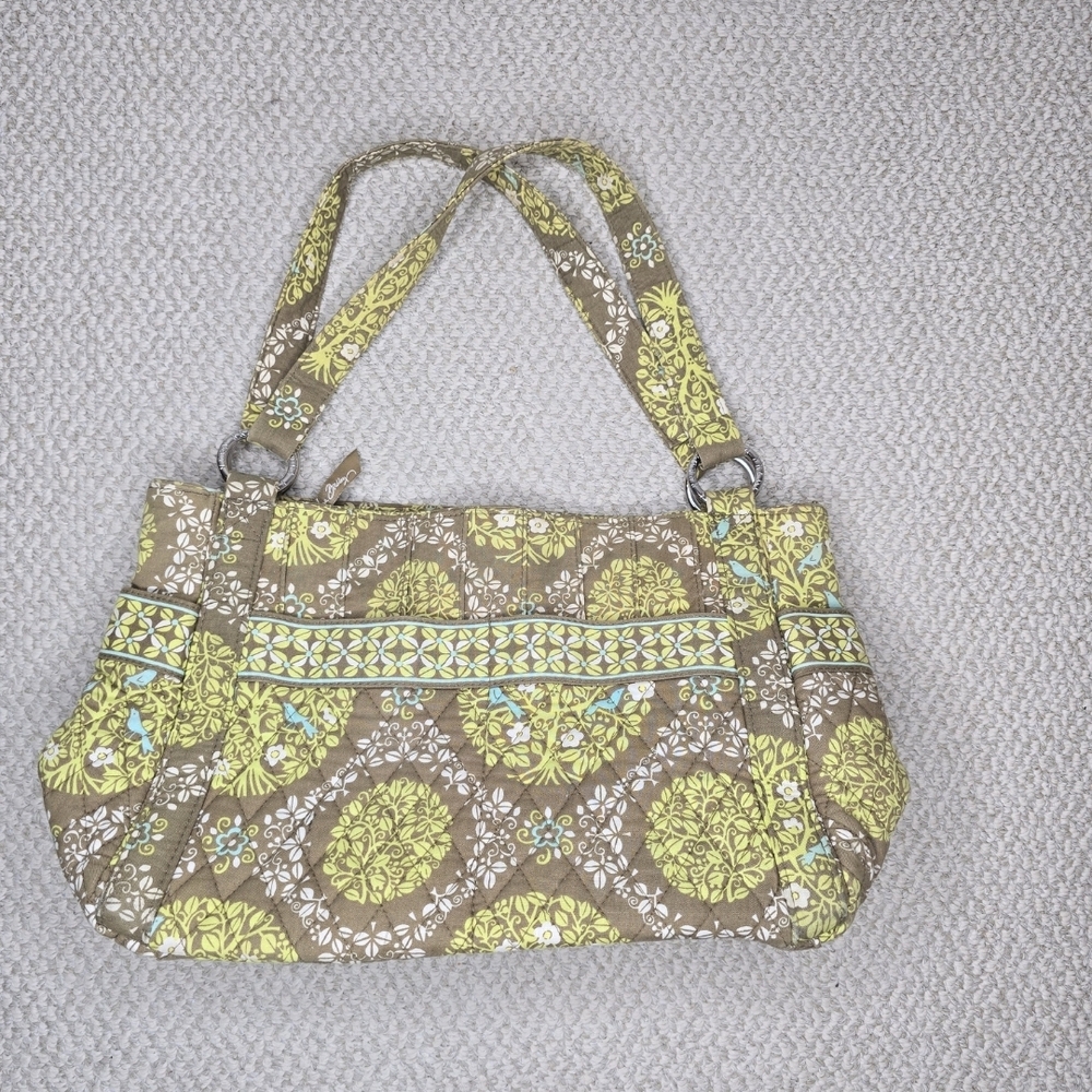 Vera Bradley Tan and Yellow Java Blue Bird Floral Shoulder Bag